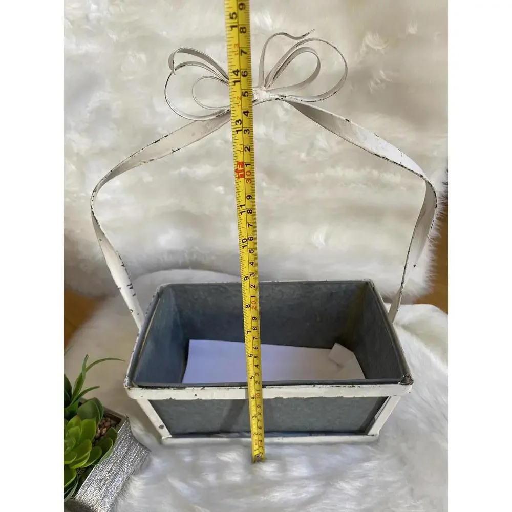 Decorative Metal Basket with Bow Handle